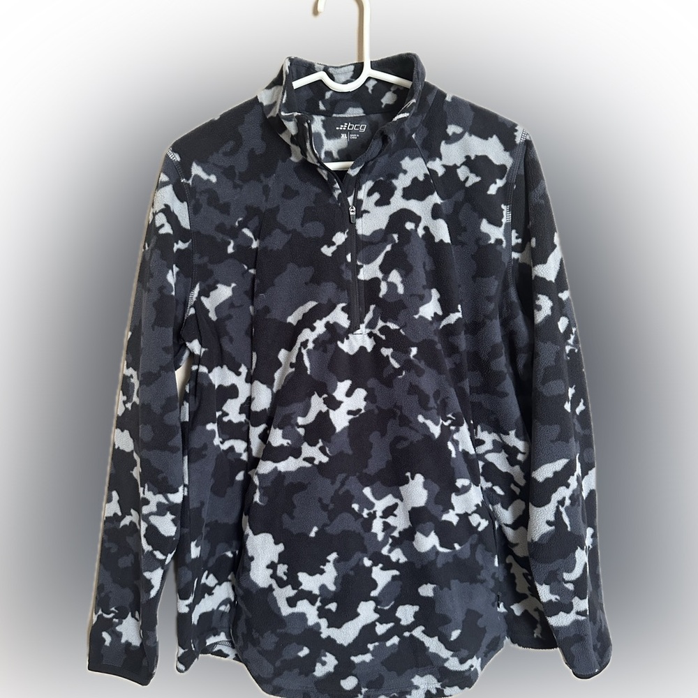 BCG Women’s Lifestyle Micro Fleece 1/2 Zip Pullover Camo Top Size XL